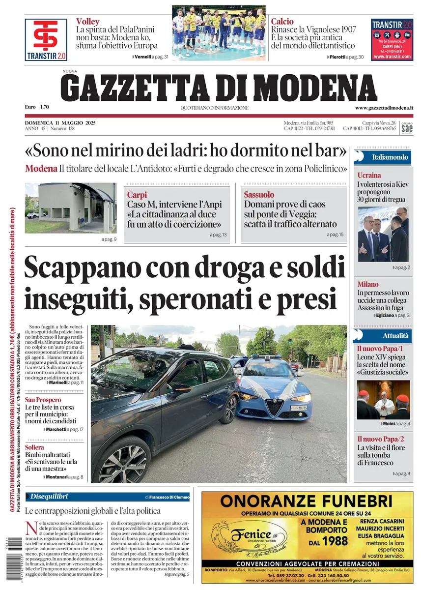 Prima-pagina-gazzetta di modena-oggi-edizione-del-2025-05-11